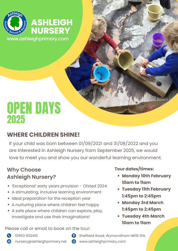Ashleigh Nursery open evening poster