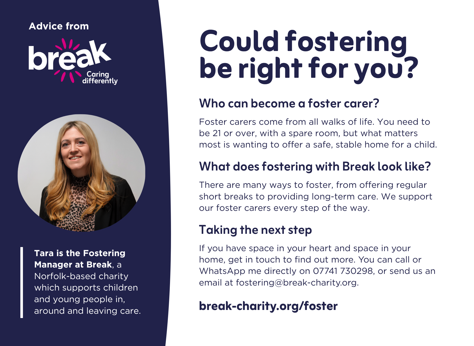 Break Charity Fostering advert