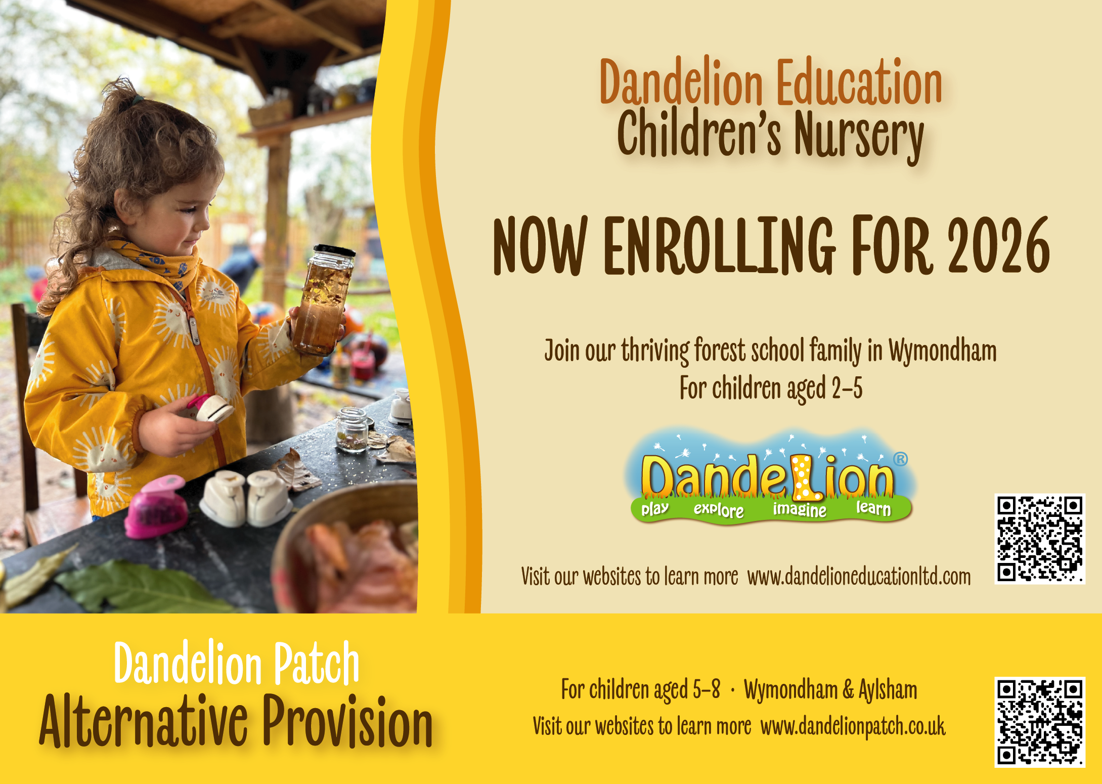 Dandelion Forest Nursery Wymondham advert