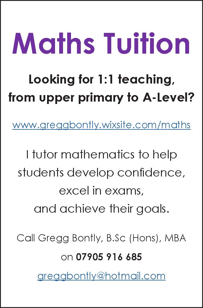 Gregg Bontly Maths tuition Advert