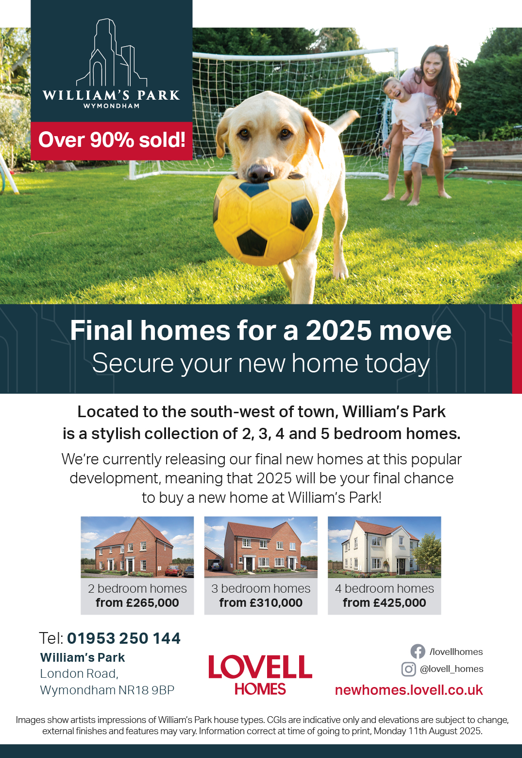 Lovell Homes Wymondham Williams Park advert