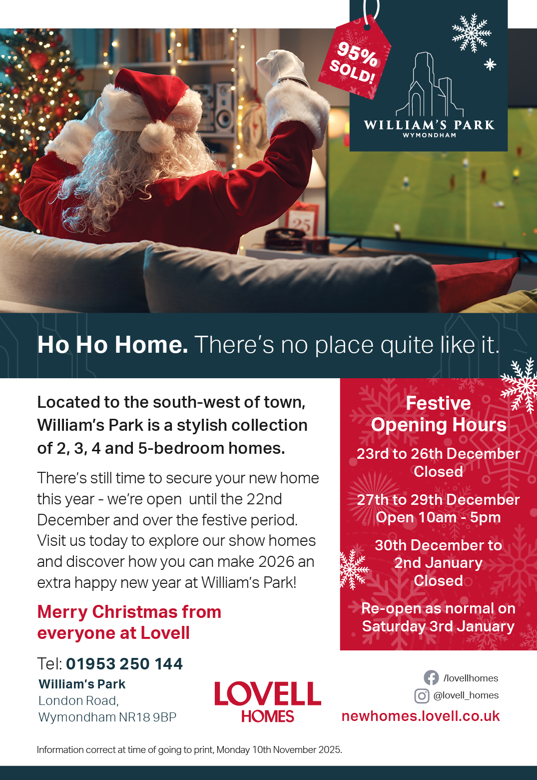Lovell Homes Wymondham Williams Park advert