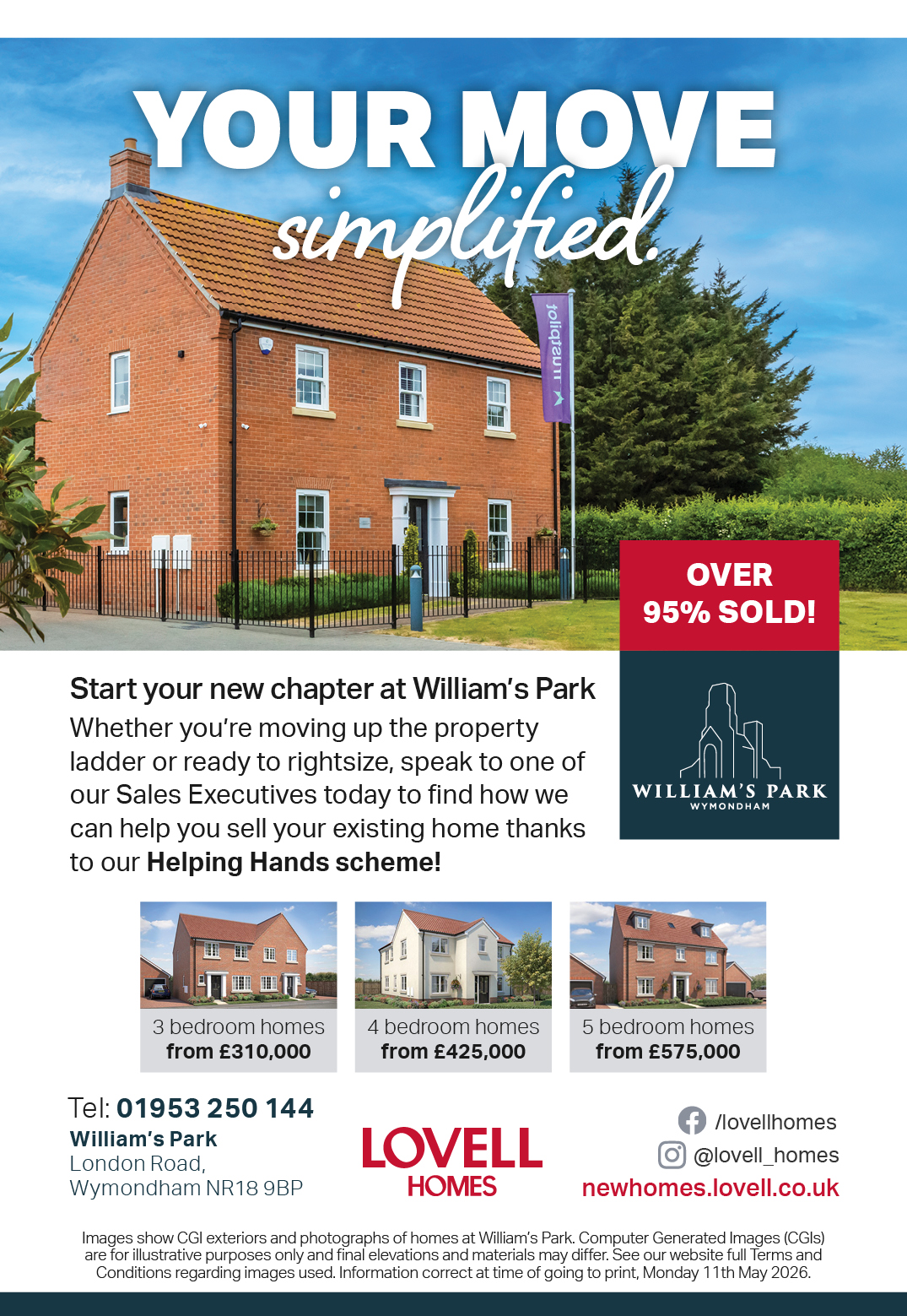 Lovell Homes Wymondham Williams Park advert