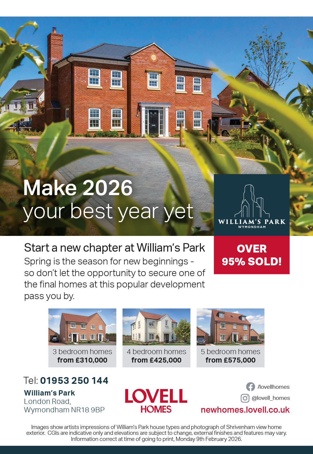 Lovell Homes Wymondham Williams Park advert
