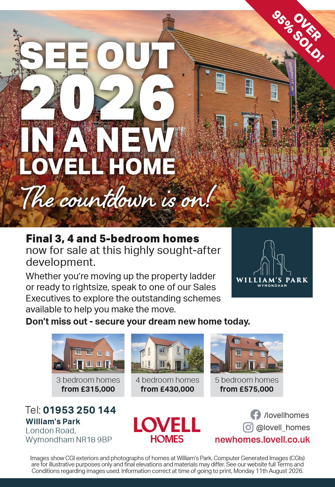 Lovell Homes Wymondham Williams Park advert