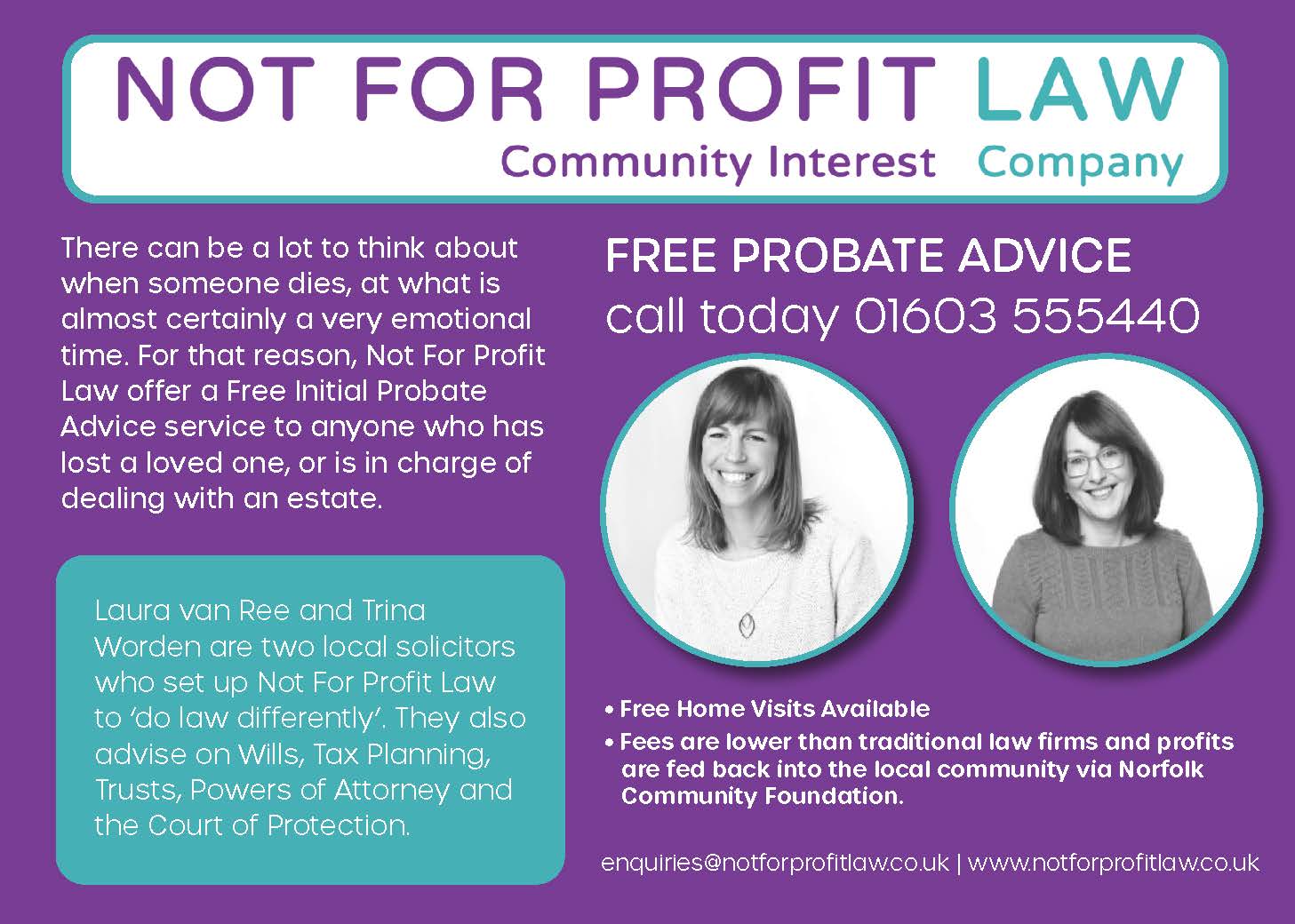 Not for profit law Advert
