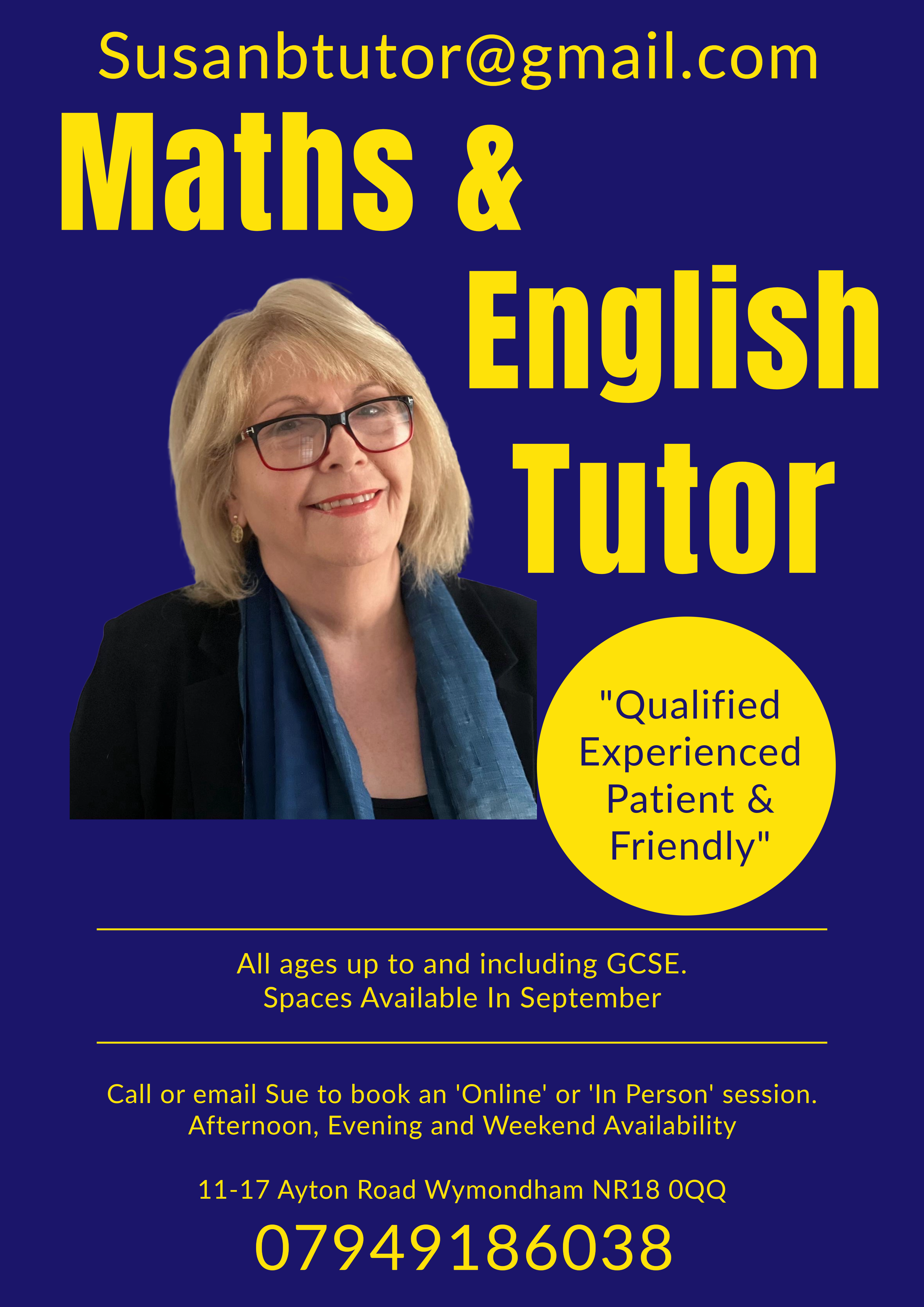 Susan B Tutor Advert