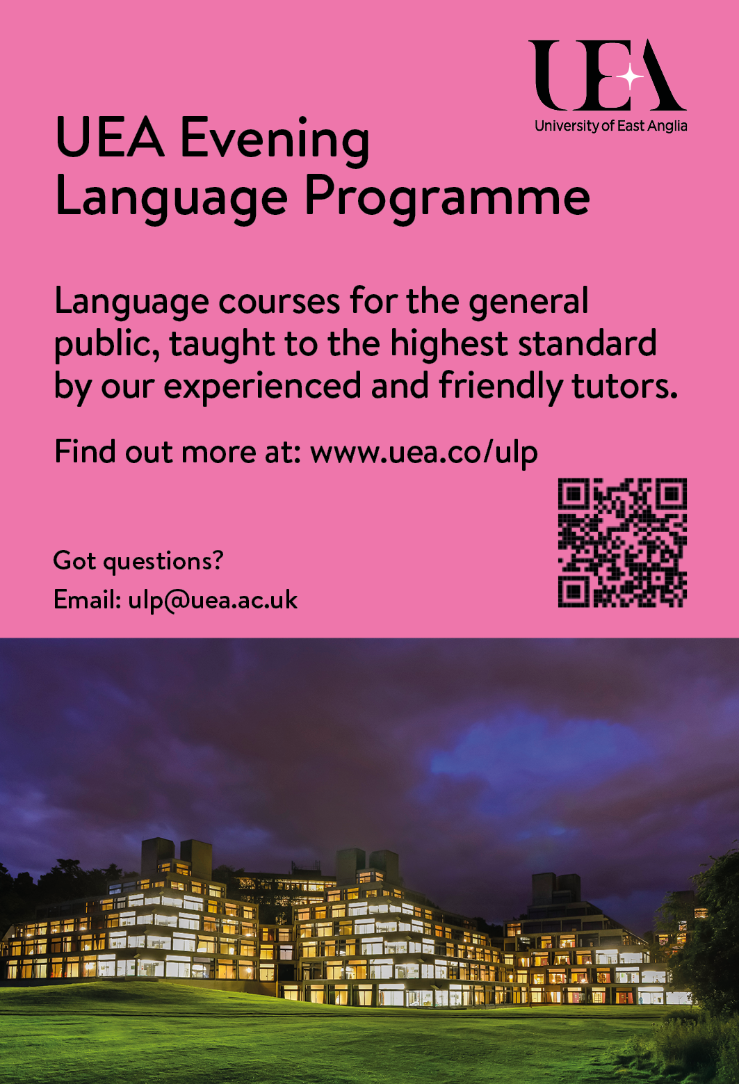 UEA language classes advert