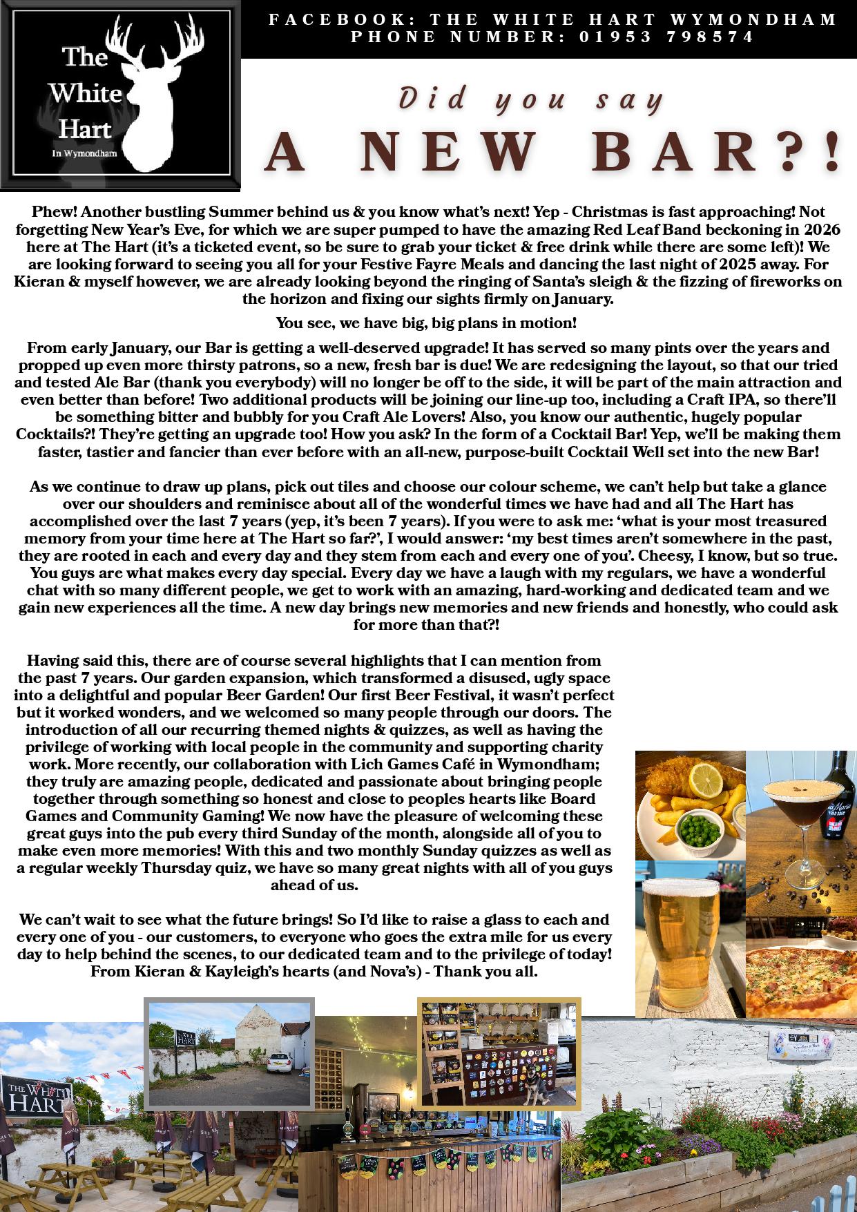 White Hart Pub advert