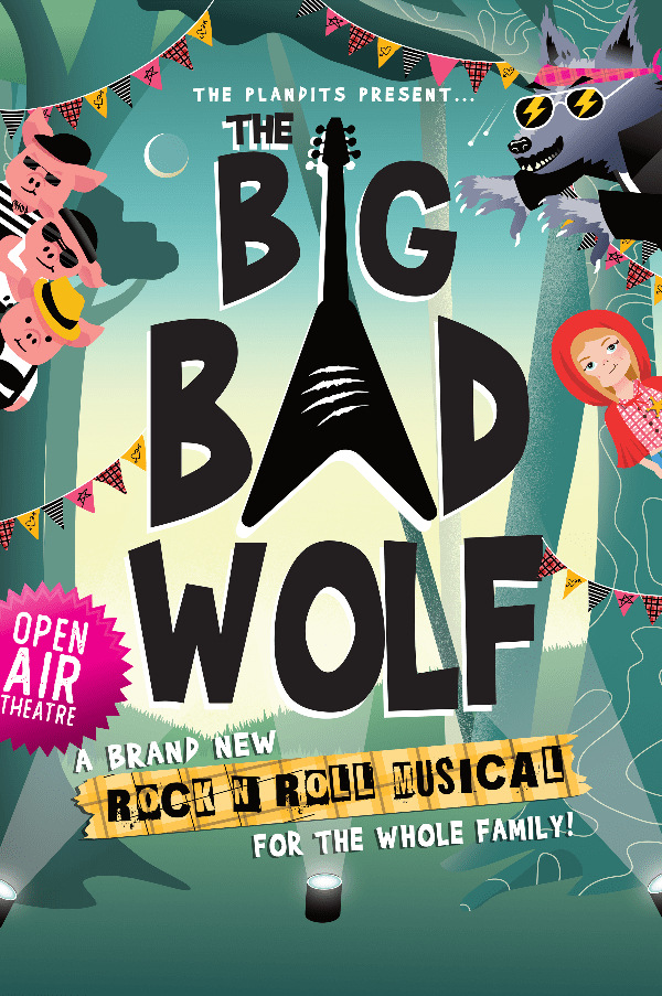 Flyer for the Big Bad Wolf musical at the Abbey on August 2nd, 4:30pm.