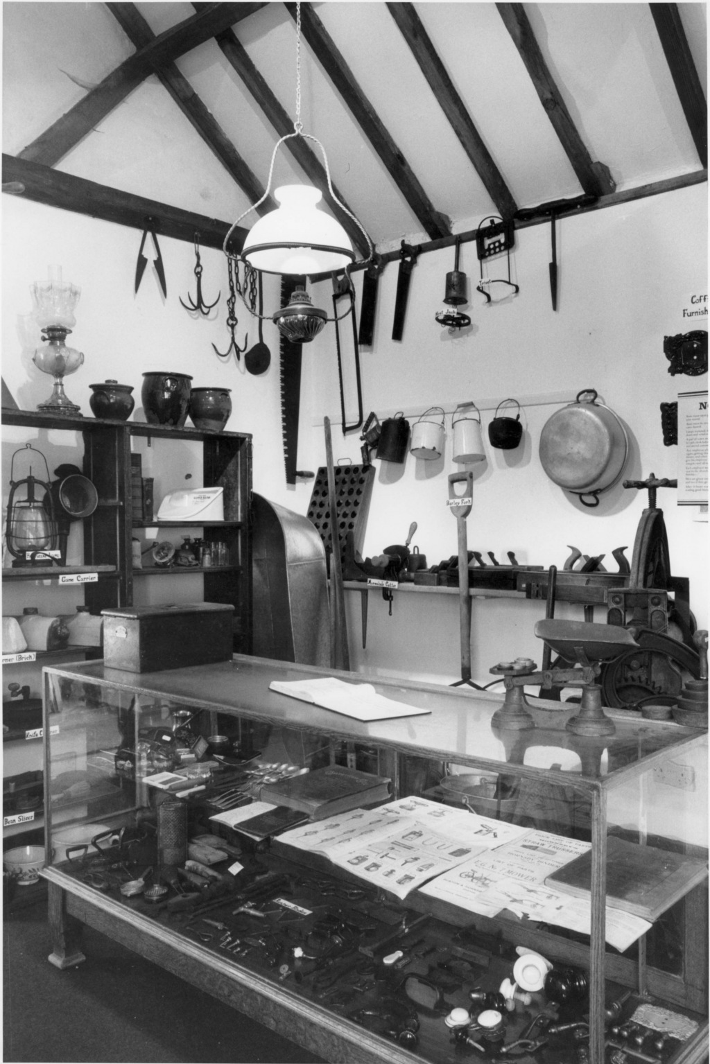 Black-and-white shot of a kitchen
