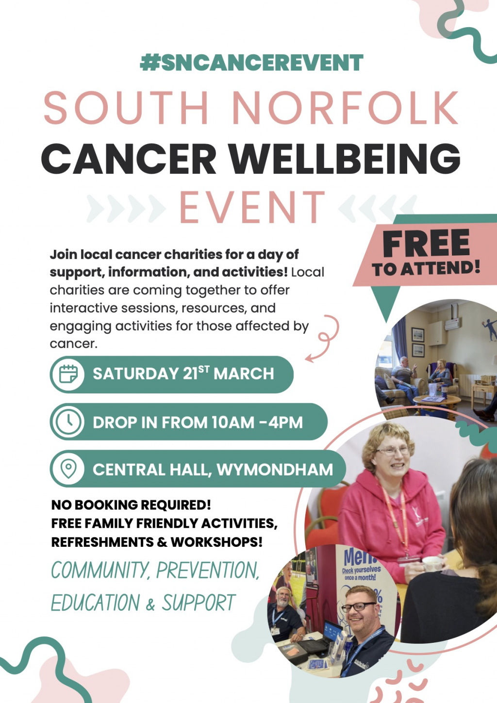 Poster for a South Norfolk Cancer Wellbeing event