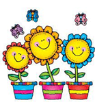 Smily flowers in flowerpots