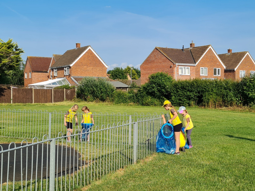 Brownies collecting litter