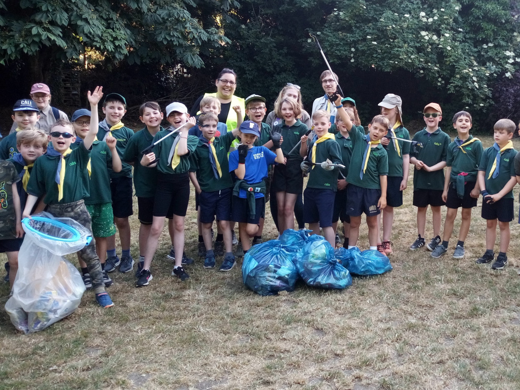 Scouts with collected litter
