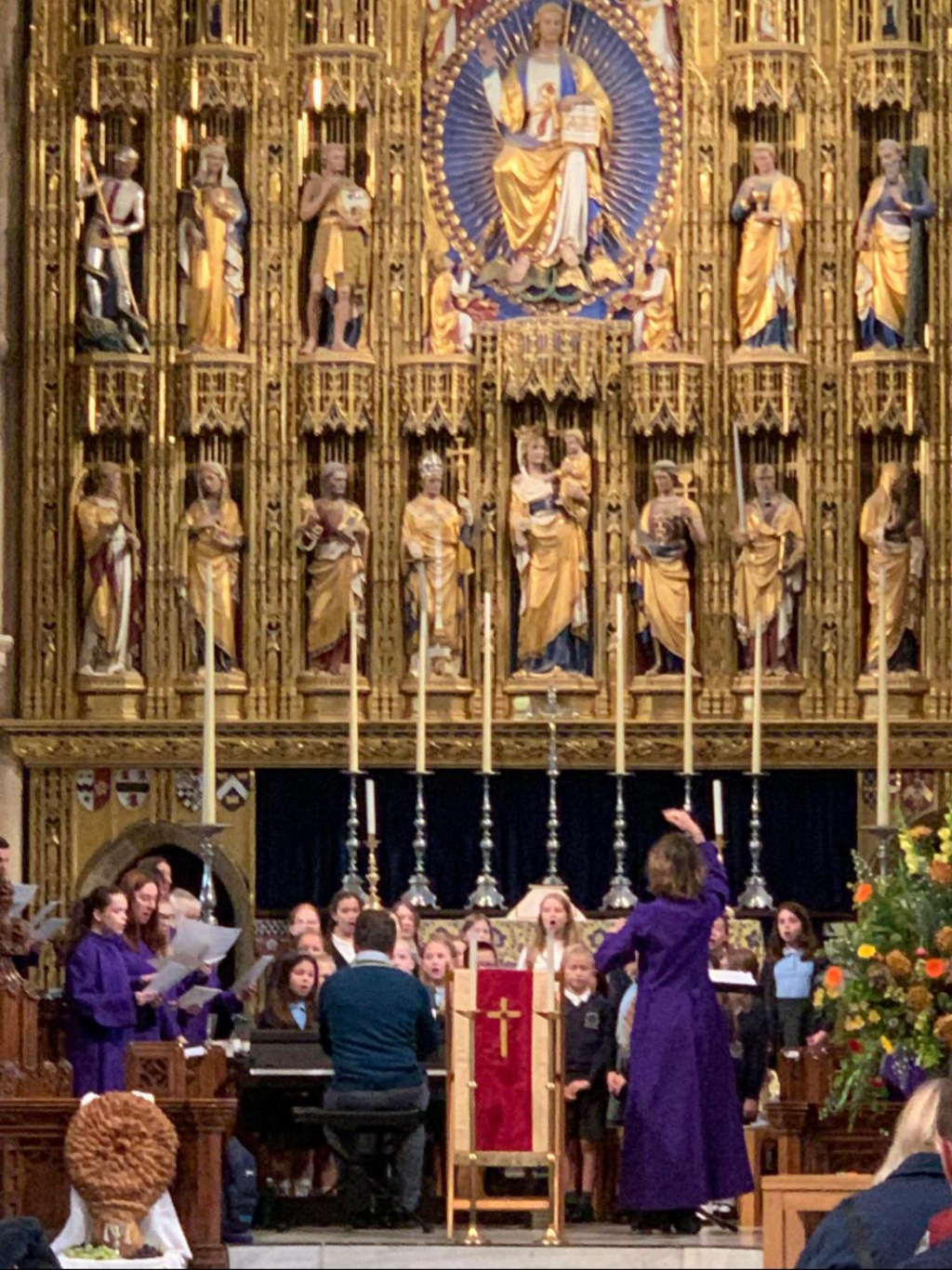 school choir singing in abbey
