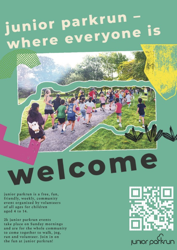 Poster welcoming people to a junior parkrun event
