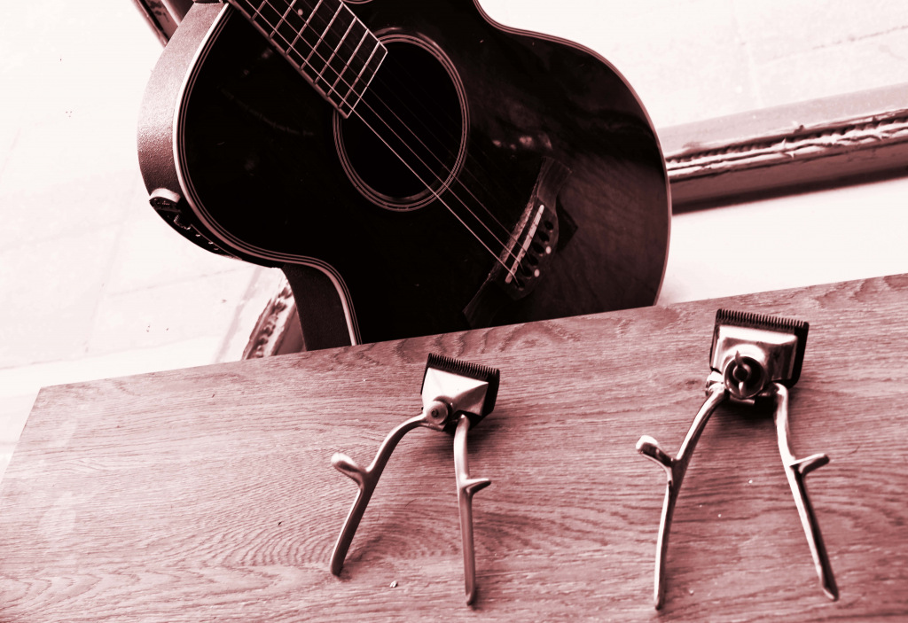 Guitar by a table
