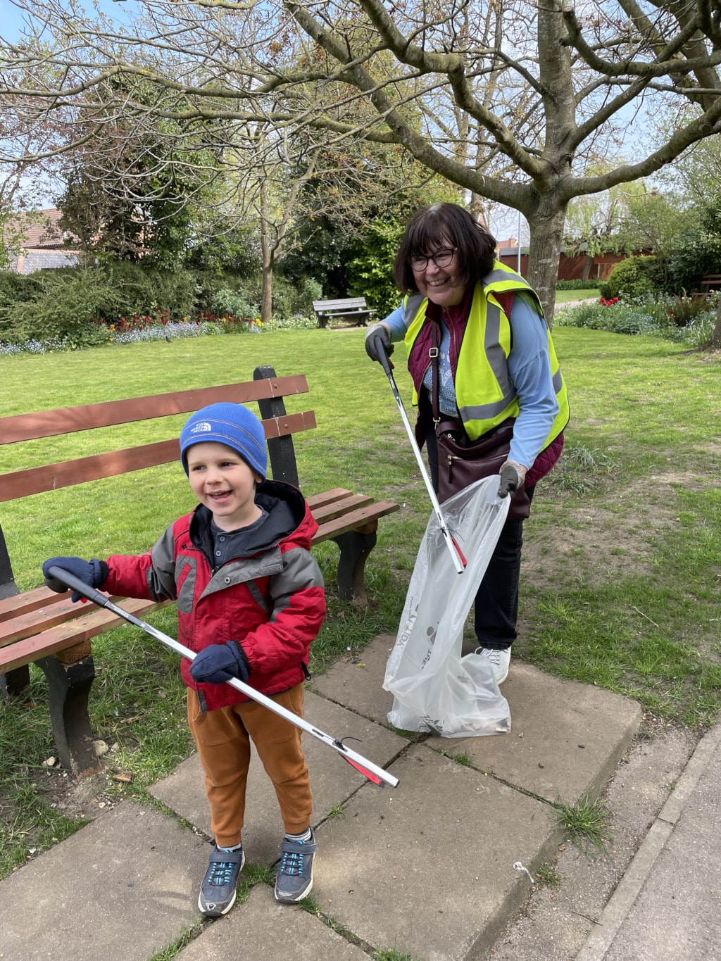 Litter pickers Henry and Janet