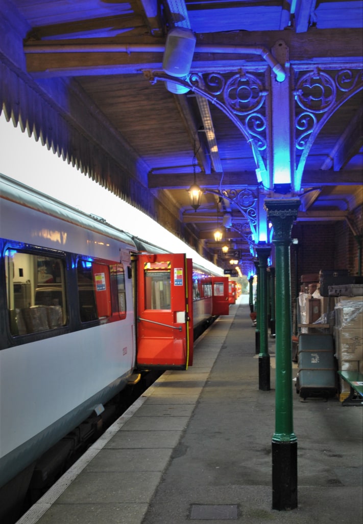 The platform at Dereham station decorated for the event