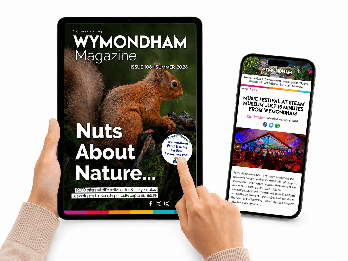 Wymondham Magazine shown across its digital channels