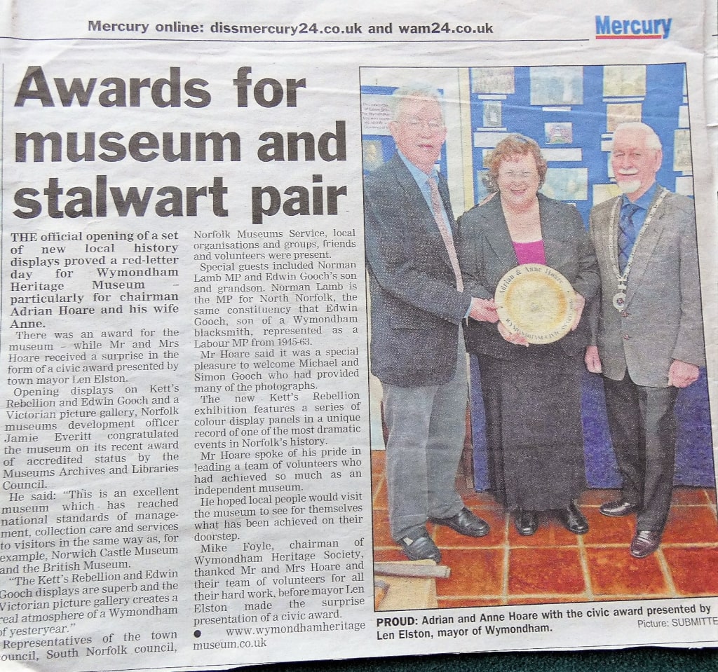 Adrian Hoare award clipping