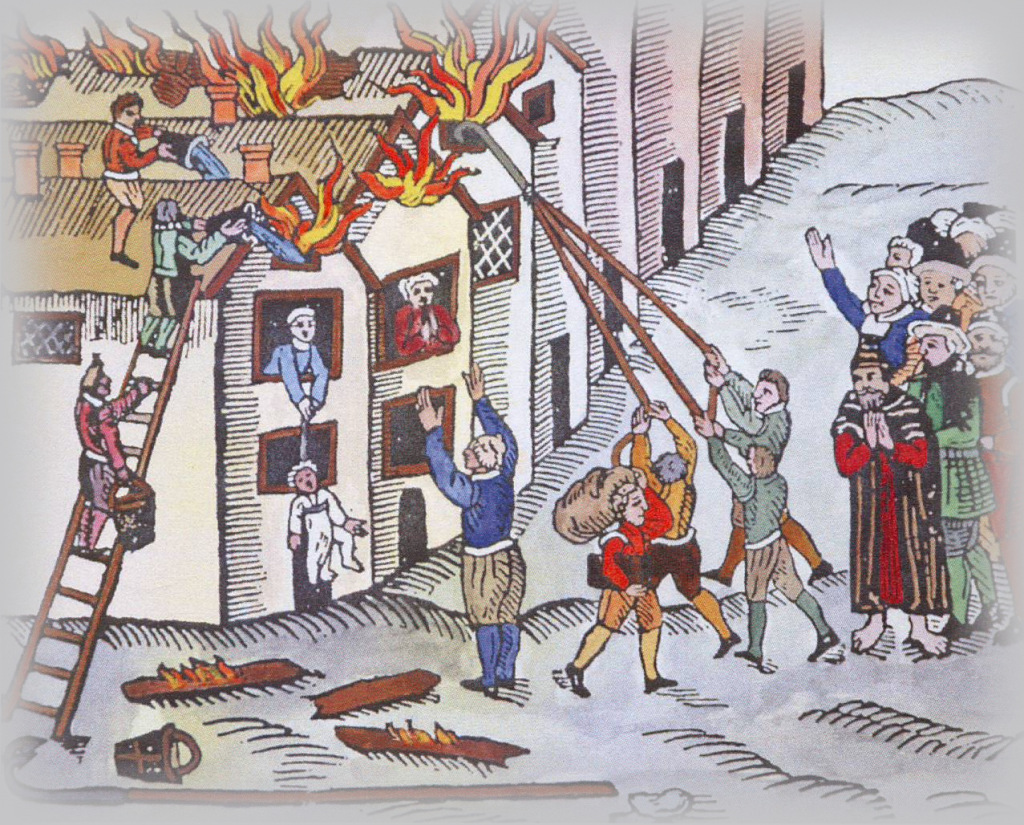 old sketch of medieval fire