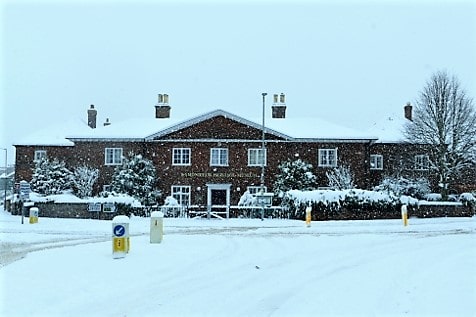 Outside of museum in snowy weather