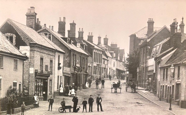 Sepiatone photo of a street