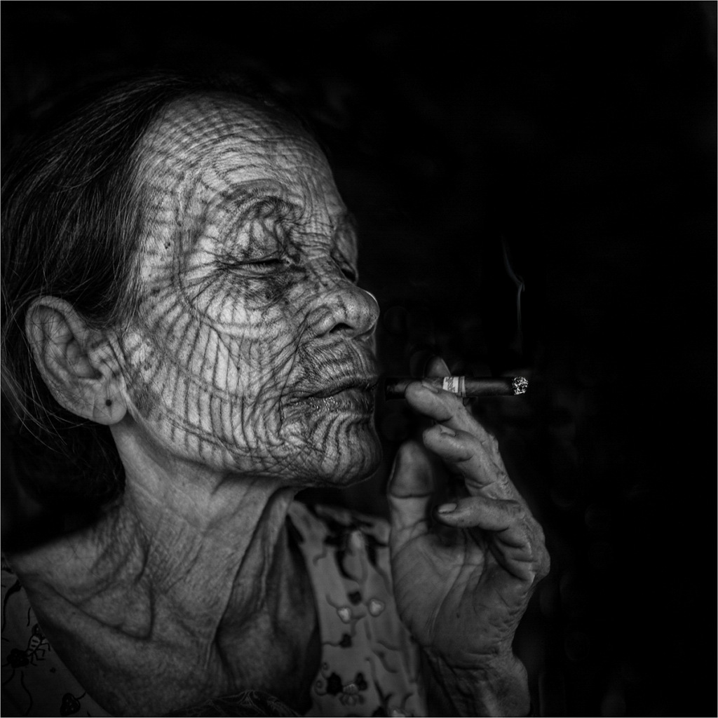 A woman smoking