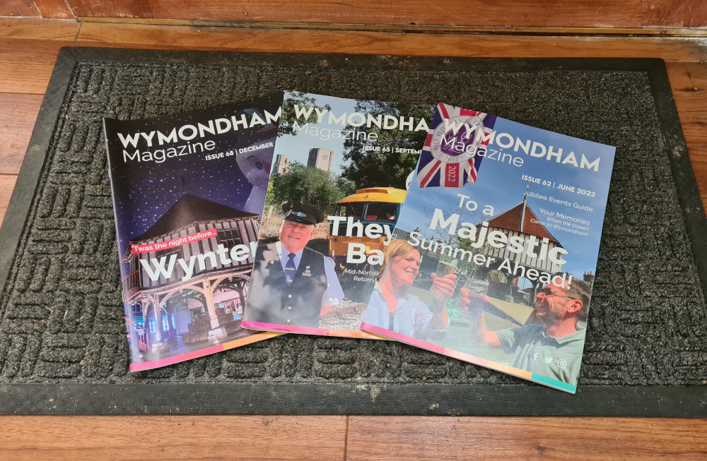Doormat with Wymondham Magazines on it