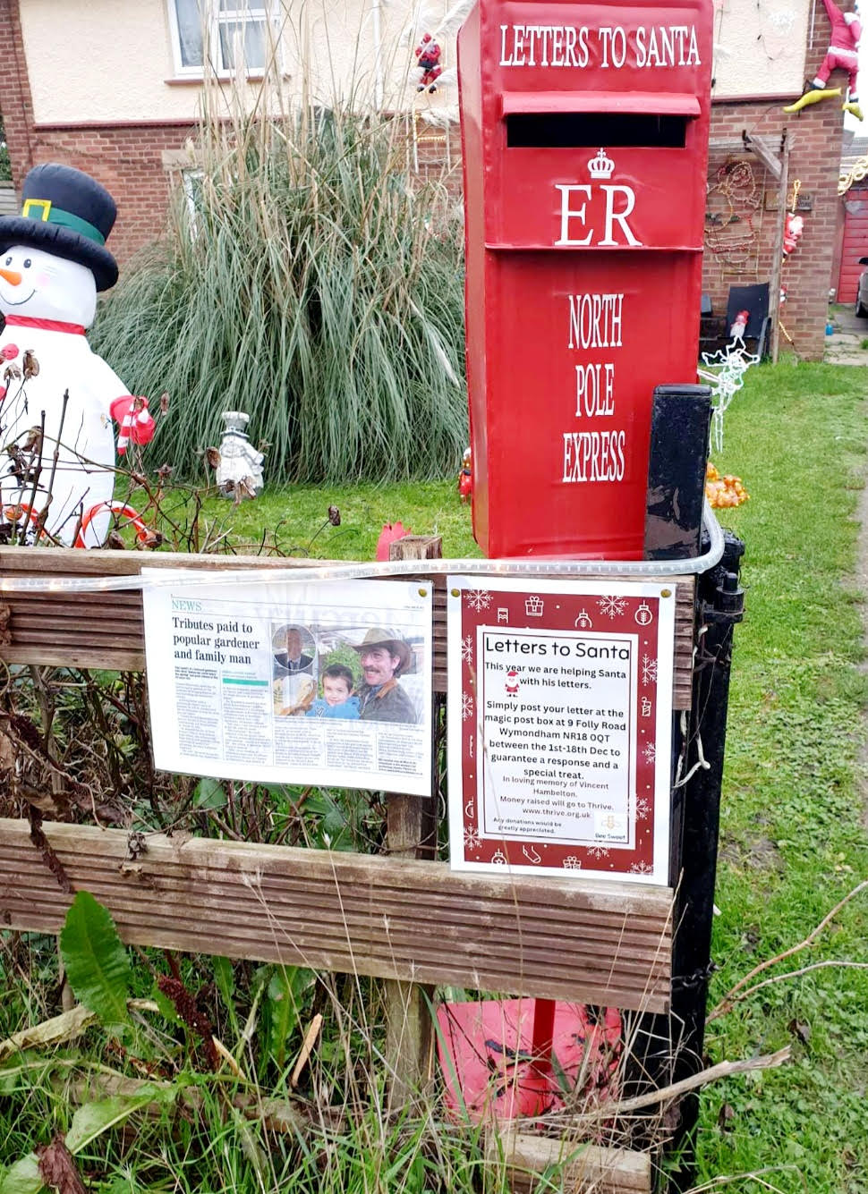 Magic post box for Santa letters on Folly Road