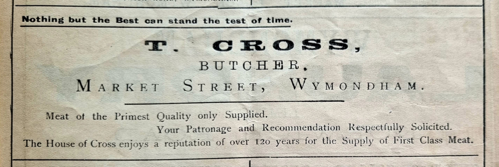 Tom Cross butcher advert