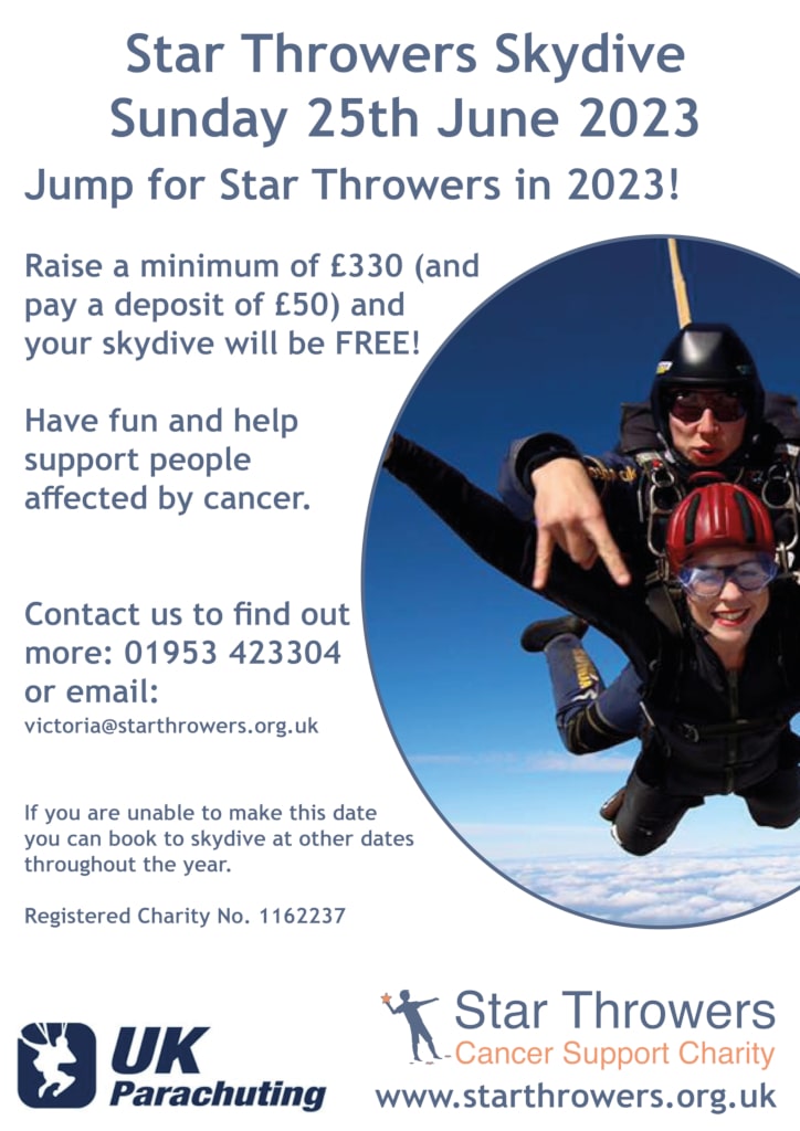 Sky diving opportunity with Star Throwers