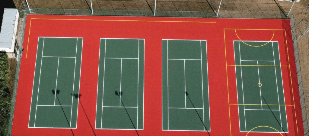 Bird's eye view of the tennis courts