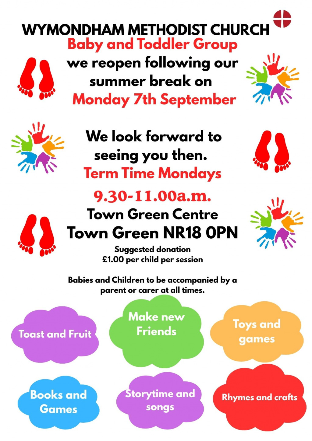 Flyer for a kids' group at the Methodist Church
