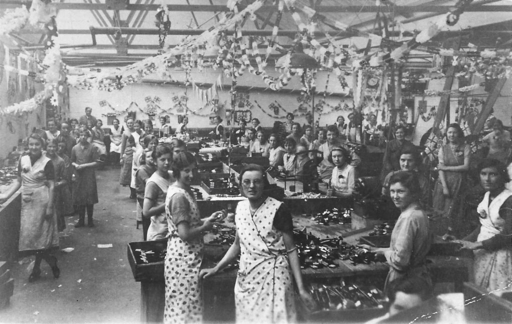 Female workers at the Briton Brush company