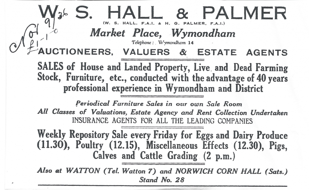 W.S. Hall and Palmer Advert
